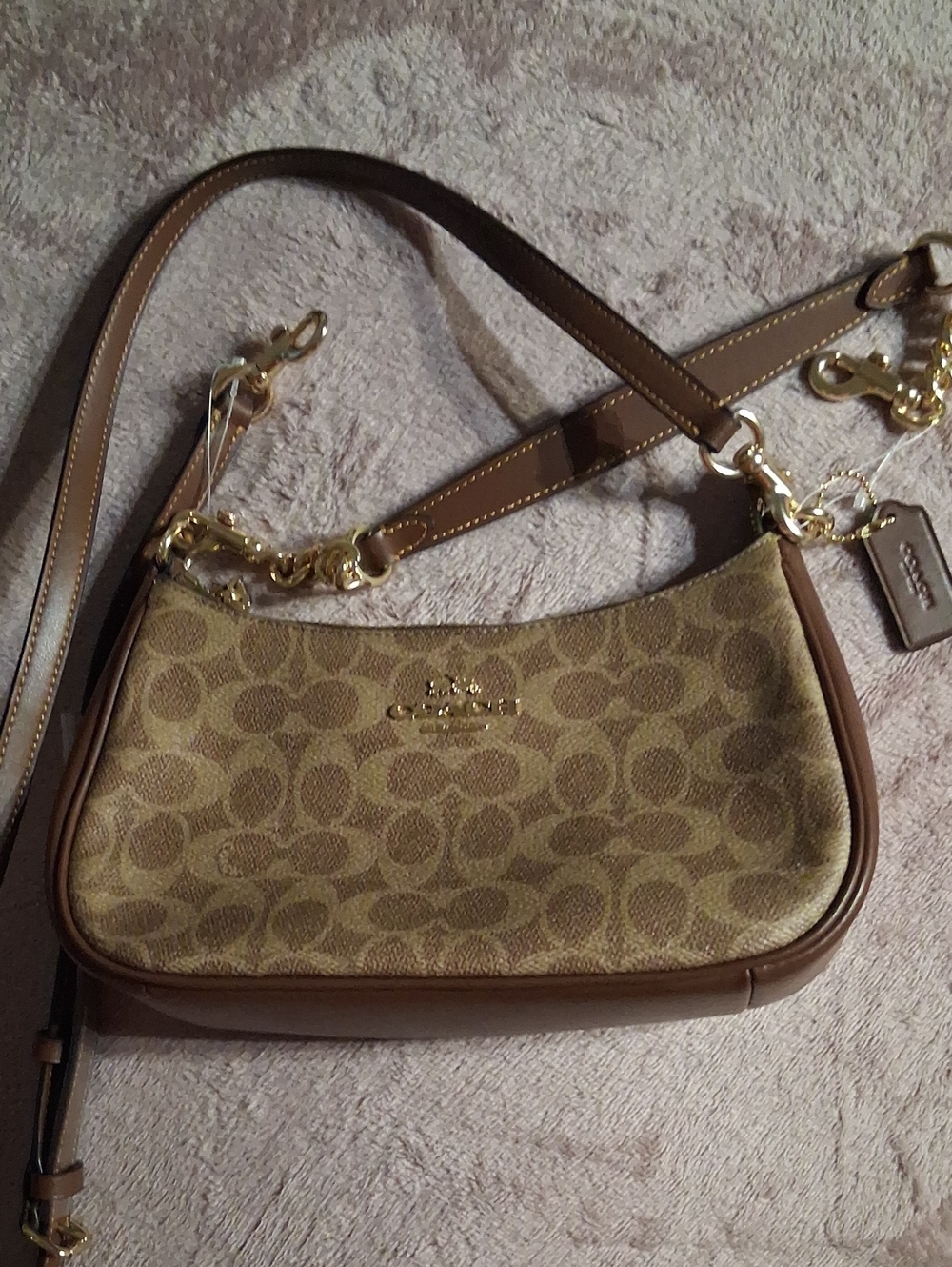 Coach Signature Teri  Shoulder Bag In Signature Canvas